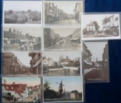 Postcards, Kent, a Cranbrook selection of 10 cards with 8 RPs inc. Stone St (4) (good shops),