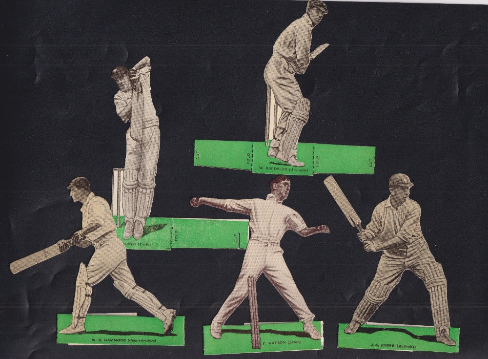 Trade cards, The Popular, Cricketers, shaped, sepia on green base (set, 8 cards) (gd/vg) - Image 2 of 2