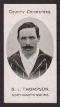 Cigarette card, Taddy, County Cricketers, Northamptonshire, type card, G.J. Thompson, scarce (gd) (