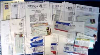 Football tickets & team sheets, Chelsea FC, home collection, 1987/88 to 1999/2000, League, FA &