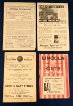 Football programmes, Hull City Aways, 1947/48 v Lincoln, York City, Stockport County (4 pages) &