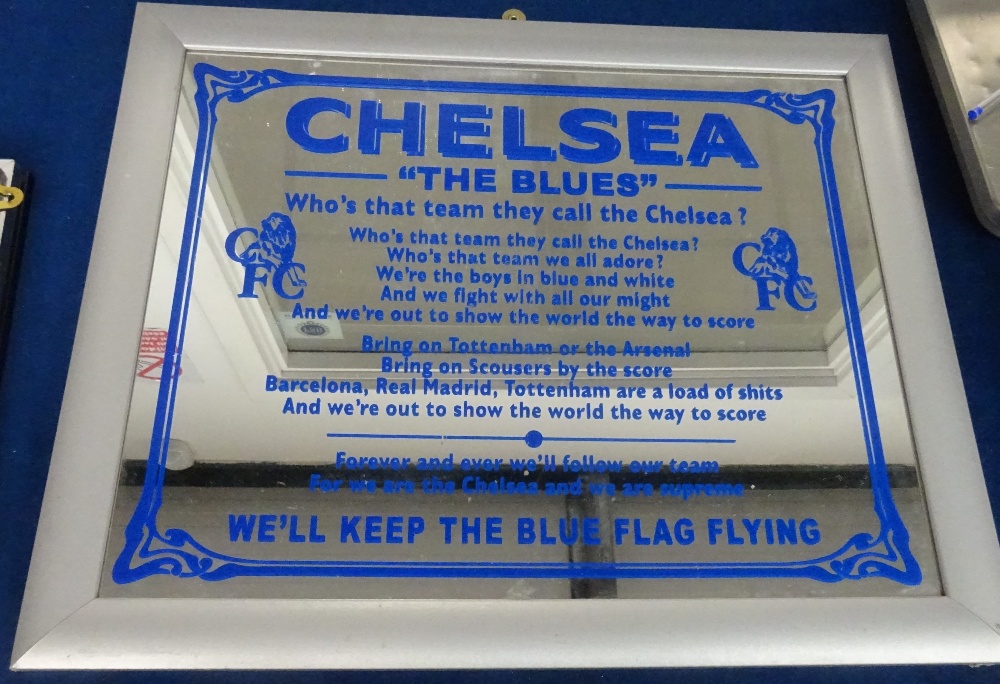 Football collectables, Chelsea FC, 6 framed and glazed items including large Mirror, Poster of - Image 3 of 3