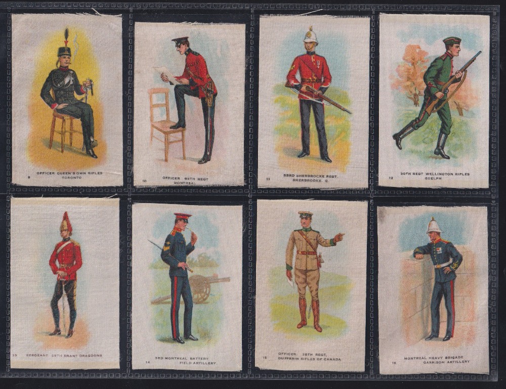 Tobacco card silks, Imperial Tobacco Co Canada Regimental Uniforms, set 55 silks (some fraying,