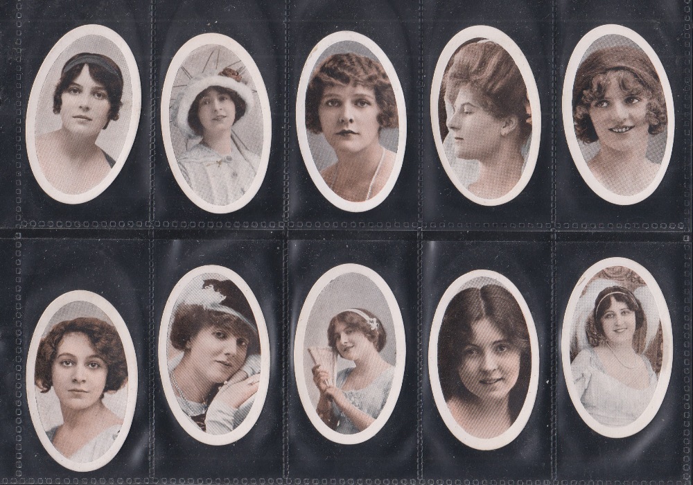 Cigarette cards, Godfrey Phillips, Actresses (Oval, anonymous), set 50 cards (gd)