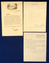Autographs, 3 signed typed letters, all on headed (addressed) writing paper. Includes signed