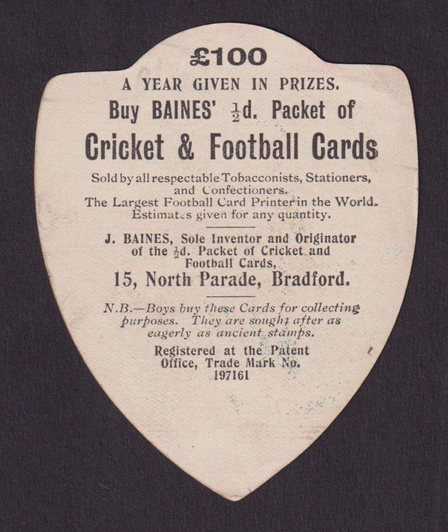 Trade Card, Baines Shield, Football, Partick Thistle, type card (vg) (1) - Image 2 of 2