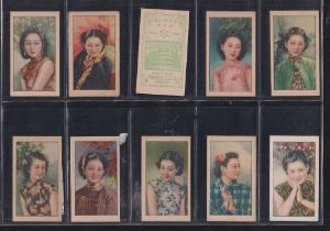 Cigarette cards, China, 3 sets all featuring Chinese Beauties issued by Hwa Ching (various green