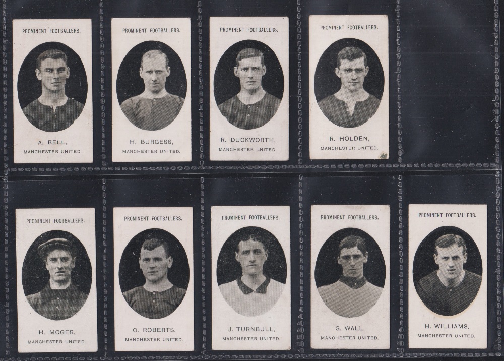 Cigarette cards, Taddy, Prominent Footballers (No Footnote), Manchester United, 9 cards, Bell,