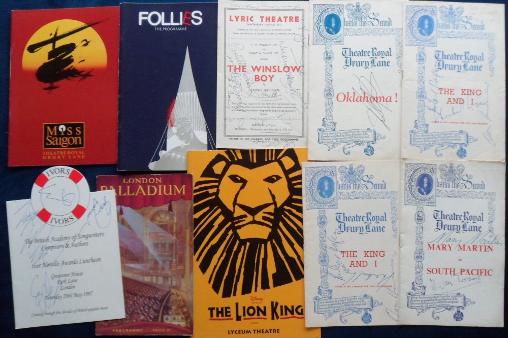 Autographs, a good selection of approx. 29 theatre programmes inc. souvenir programmes, all post