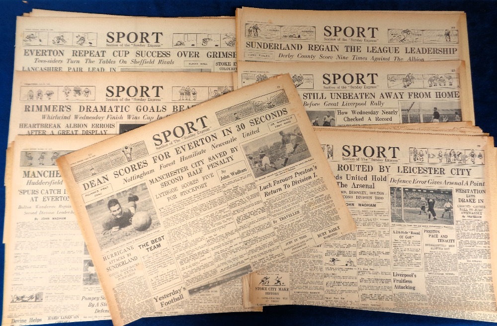 Football newspapers, Sunday Express, a complete set of 36 editions of the 'Sport' section of the