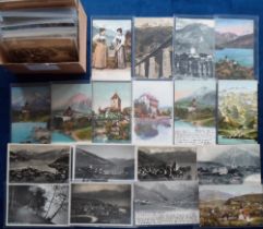 Postcards, Switzerland, a mixed age collection of approx. 160 cards of Spiez Switzerland, with Gruss