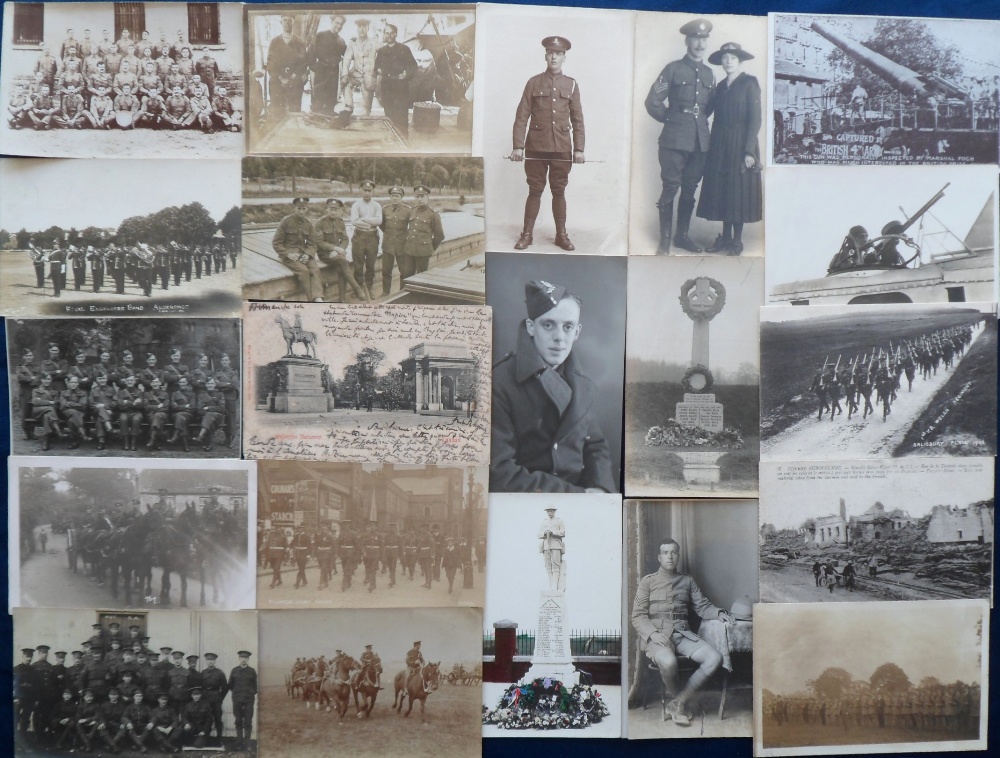 Postcards, Military, a mix of approx. 89 cards, with many RPs of soldiers in uniform, groups,