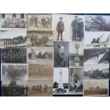Postcards, Military, a mix of approx. 89 cards, with many RPs of soldiers in uniform, groups,