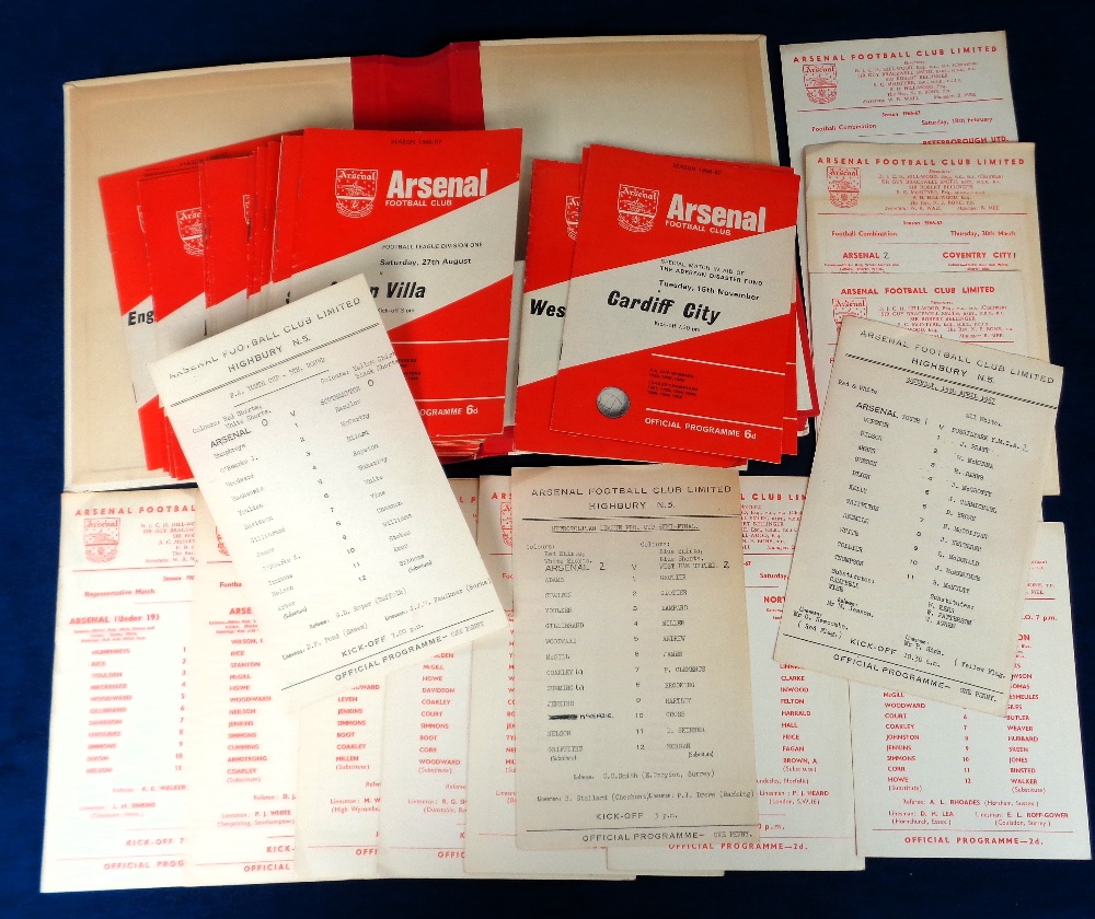 Football programmes, Arsenal FC, 1966/67, First team, reserves etc, 24 different home league, FA Cup