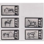 Cigarette cards, Job, Racehorses, 5 different cards, Llangwm, Minoru, Santo Strato, White Eagle &