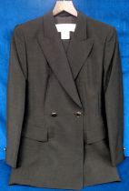 Designer Clothing, Escada Margaretha Ley chocolate brown 50% new wool 50% mohair trouser suit (chest