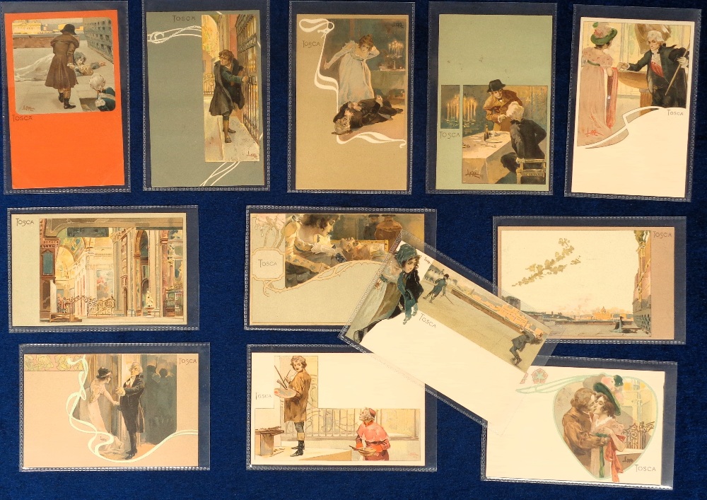 Postcards, Opera/Music, a chromo collection of 12 cards (possibly a set) illustrated in the Art