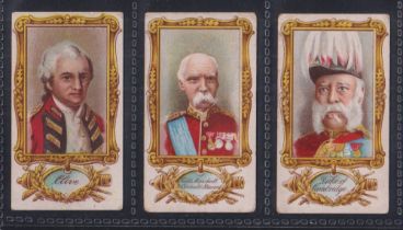 Cigarette cards, Player's, England's Military Heroes (Wide), three cards, Lord Clive, Sir Donald