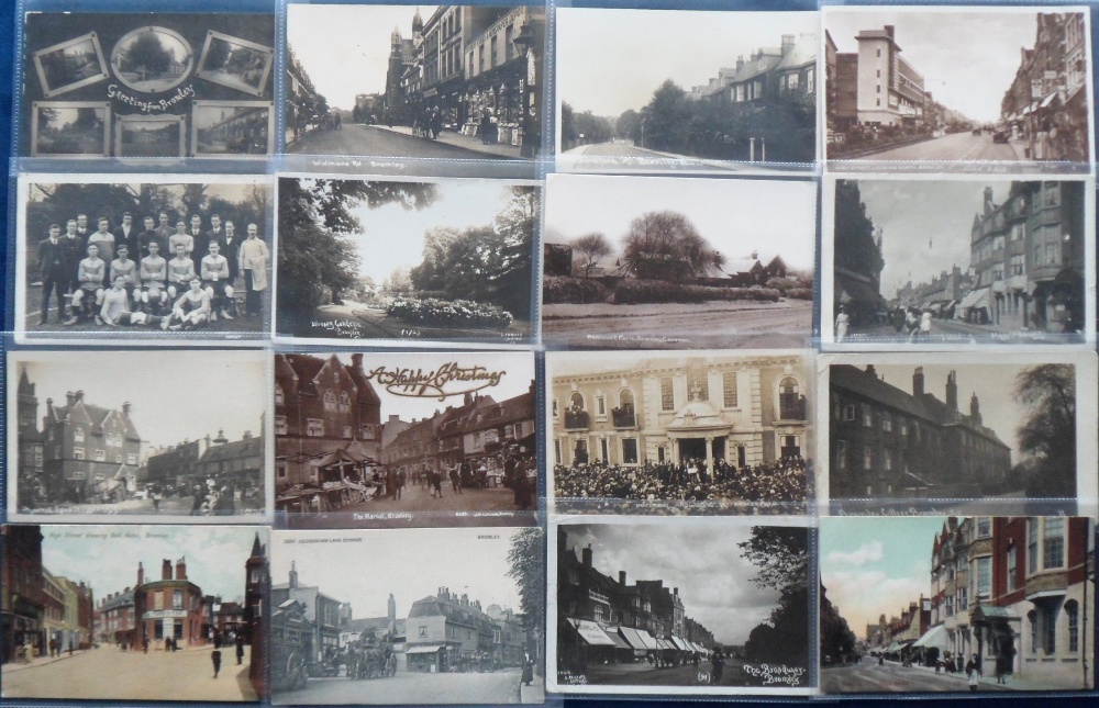 Postcards, Kent, a good Bromley selection of 16 cards, with 13 RPs inc. Widmore Rd, Bromley College,