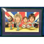 Original Artwork, Trist (Geoff Tristram), a framed and glazed painting of The Who (approx. size 27 x