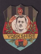 Trade Card, Baines Shield, Rugby, 'Play Up Yorkshire' with R. Wood inset & back printed with message