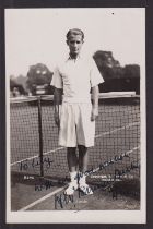 Tennis autograph, Bunny Austin (1906-2006), photographic postcard by Trim of Wimbledon, signed &