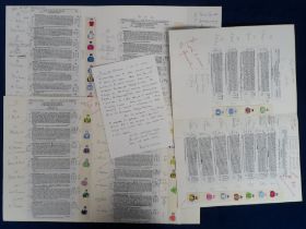 Horseracing, Peter O'Sullivan, three large card commentary charts with handwritten annotations and