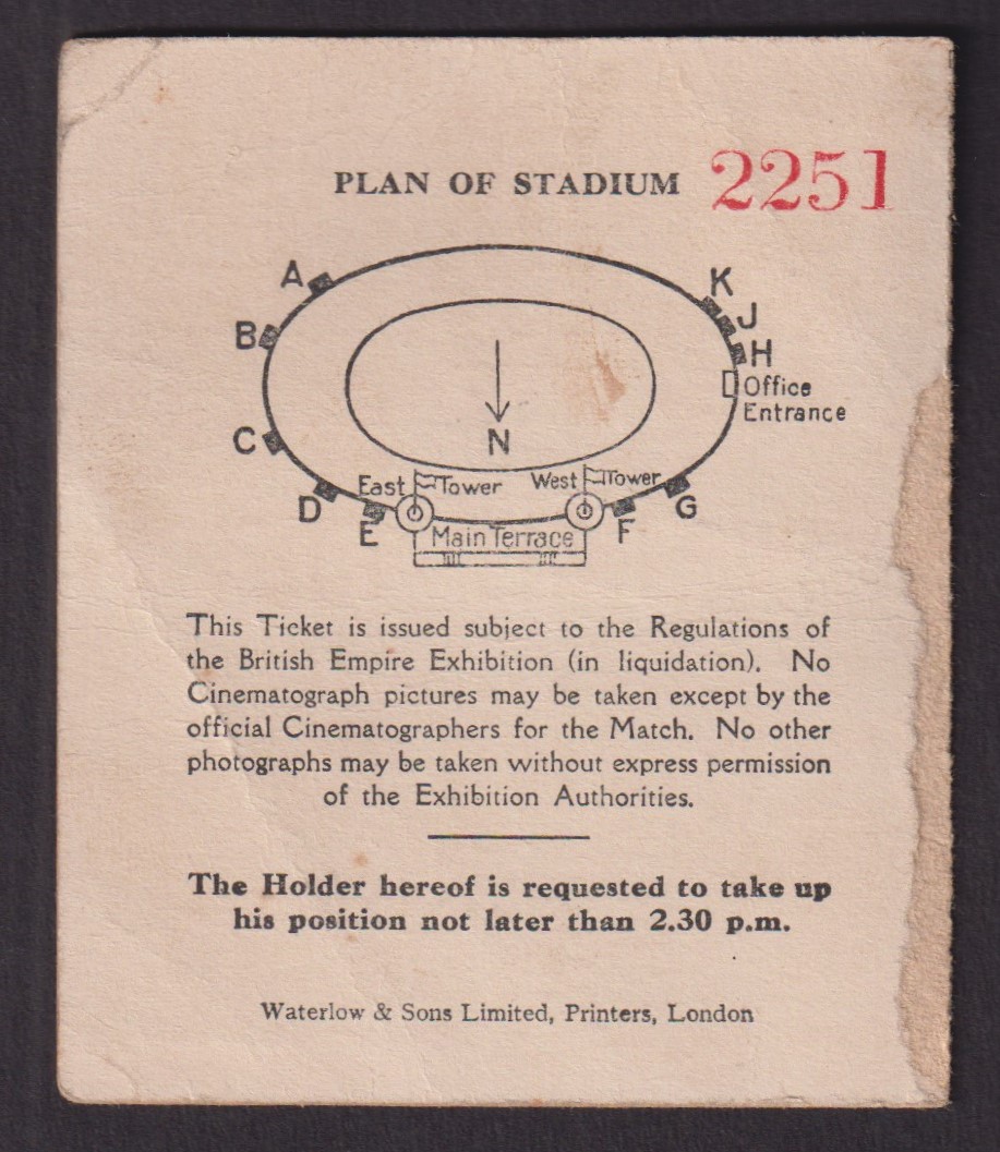 Football ticket, FAC Final 1927, Arsenal v Cardiff City (some slight wear gen gd) (1) - Image 2 of 2