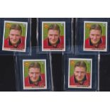 Trade card stickers, Merlin Premier League 96, 5 stickers, all no. 40 David Beckham Manchester