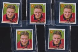 Trade card stickers, Merlin Premier League 96, 5 stickers, all no. 40 David Beckham Manchester