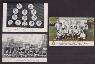 Football postcards, 3 cards, Blackburn Rovers 1904/05, (colour printed card), Blackburn Rovers Cup