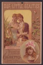 Tobacco advertising, USA, Allen & Ginter, shop display advertising card for 'Our Little Beauties