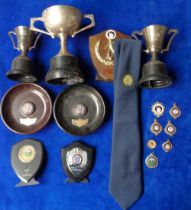 Football trophies & medals, a selection of Basingstoke area Football medals and trophies 1960/70's