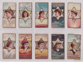 Cigarette cards, ATC, Beauties Star Girls, 10 cards (good a couple fair)