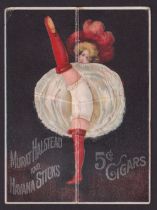 Tobacco advertising, USA, fold-out novelty card for Murat Halstead & Havana Sticks, 5c Cigars,