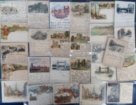 Postcards, a selection of approx. 26 early, mainly UK court size cards of Aberystwyth, Morcombe,