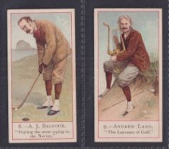 Cigarette cards, Cope's, Cope's Golfers, two cards, no 8 A.J. Balfour & no 9 Andrew Lang (gd) (2)