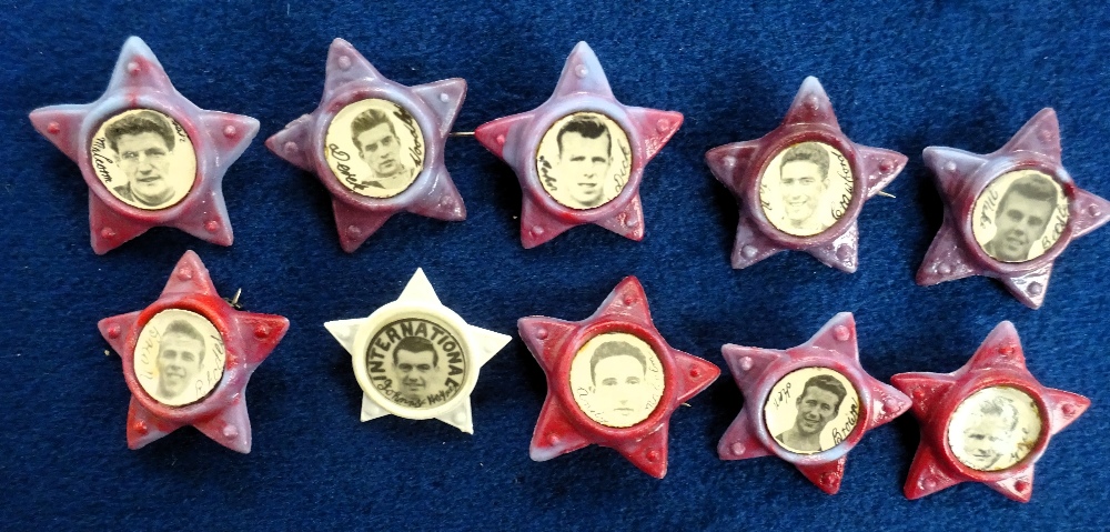 Trade issue, Football, Star Badges, a collection of 10 plastic star badges with player pictures