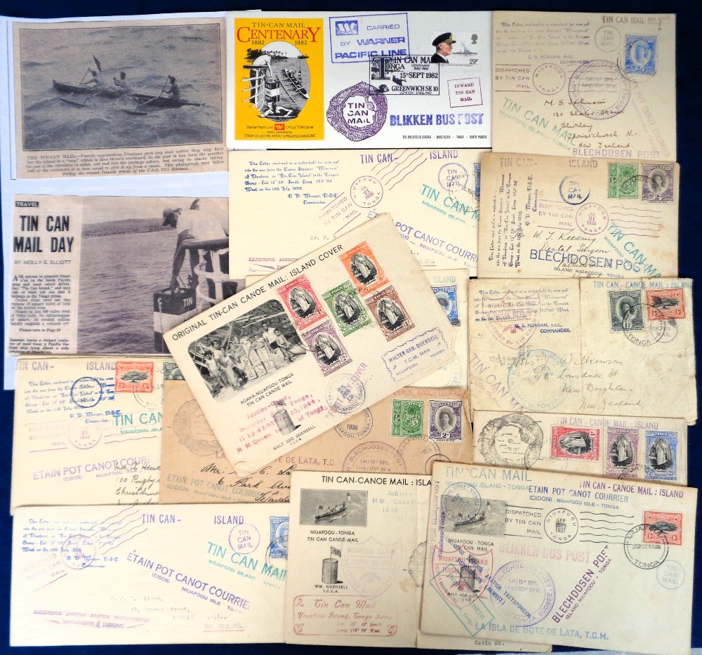 Postal covers, Tonga, Tin Can Mail, a collection of 15 covers, including an illustrated Jubilee