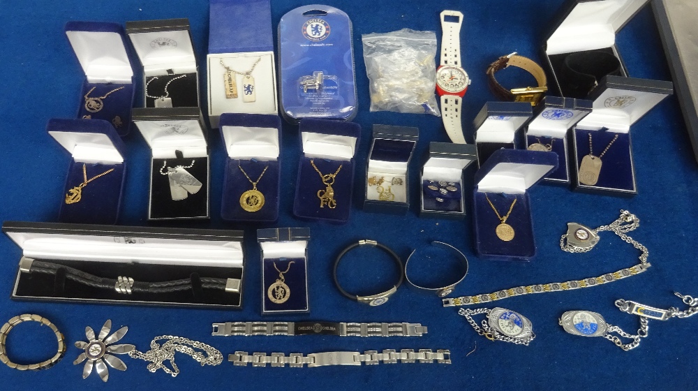Football collectables, Chelsea FC, Over 30 items of fashion accessories all Chelsea branded,