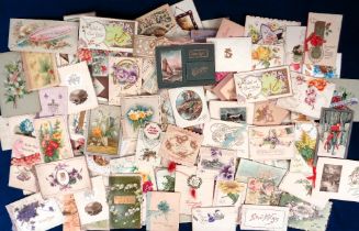 Ephemera, a selection of approx. 190 Victorian and Edwardian greetings cards to include hand