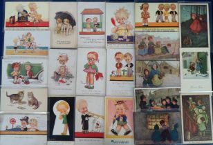 Postcards, Children and Animals, a collection of 67 cards to comprise A.E. Kennedy comic (17),