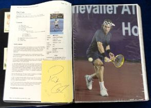 Tennis autographs, a folder containing a number of original Tennis signatures, mostly on
