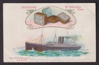 Tobacco advertising, Ogden's, Steamer postcard for S.S. Oruba with advertisement for Ogden's St.