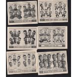 Trade cards, Barratt's, Football Team Folders, 6 cards, Grimsby Town, Norwich City, Oldham