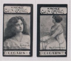 Cigarette cards, Robinson & Barnsdale, Actresses Colin Campbell, 2 cards Miss B Leatherstone &