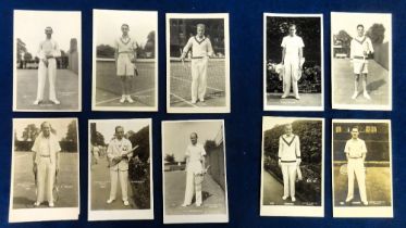 Tennis postcards, male players, 10 photographic cards all by Trim of Wimbledon, various editions,