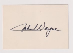 Autograph, Entertainment, John Wayne, American actor, black ink on cream card (approx. size 11.5 x