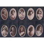 Cigarette cards, Godfrey Phillips, Beauties Oval (anon), set 30 cards, sold with near set British