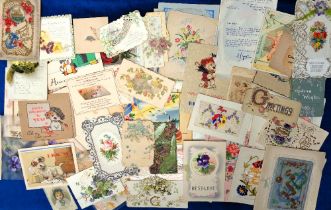 Ephemera, Greetings Cards and Post Cards, approx. 140 examples dating from the late 19th to the